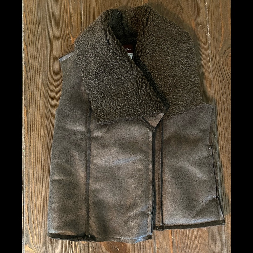 NEW kids brown fleece-lined vest